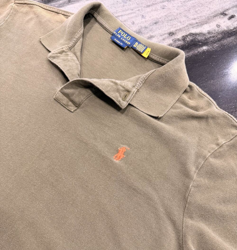 Polo Ralph Lauren Classic Fit Polo Shirt Mens XXL Olive Green Orange Pony Cotton